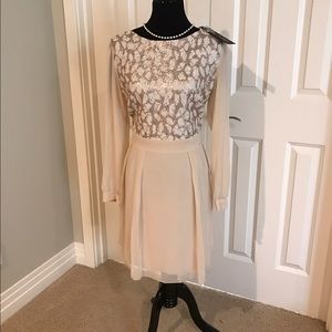 Little Mistress Embellished Skater Dress Cream (NWT)
